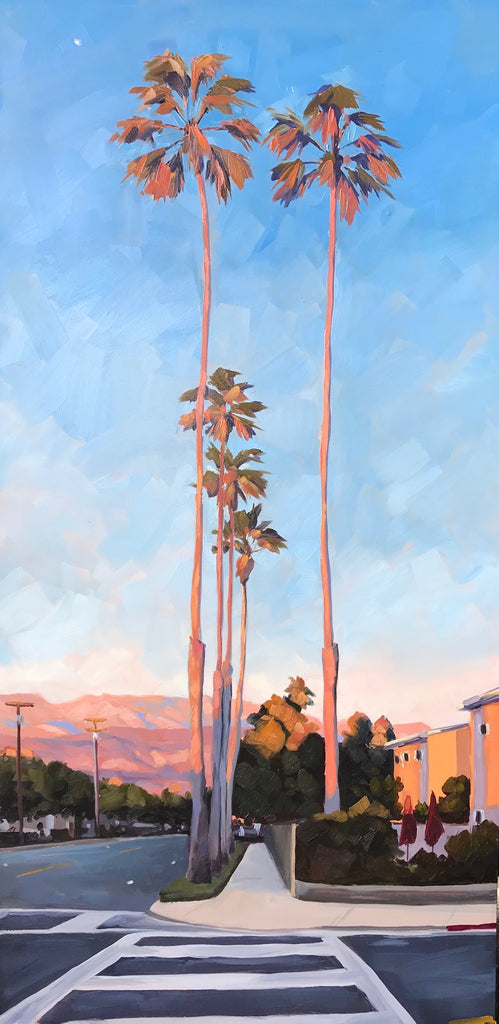 Pink Sunset Palms 12x24