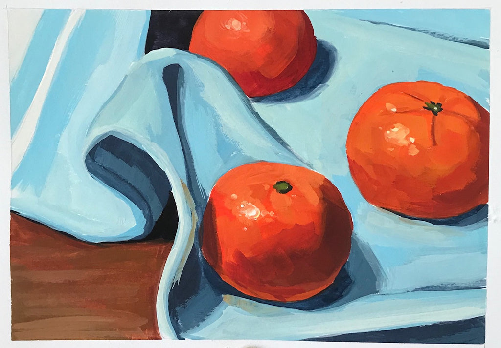 Tangerines - Gouache on watercolor paper