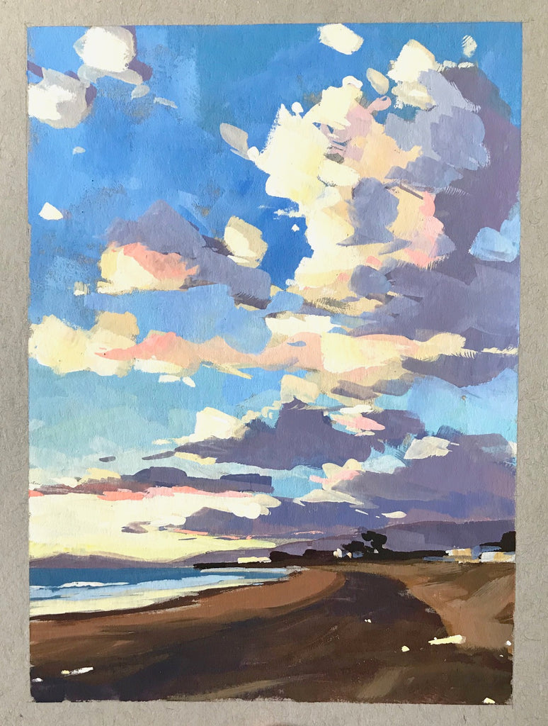 Winter Sunset in Gouache