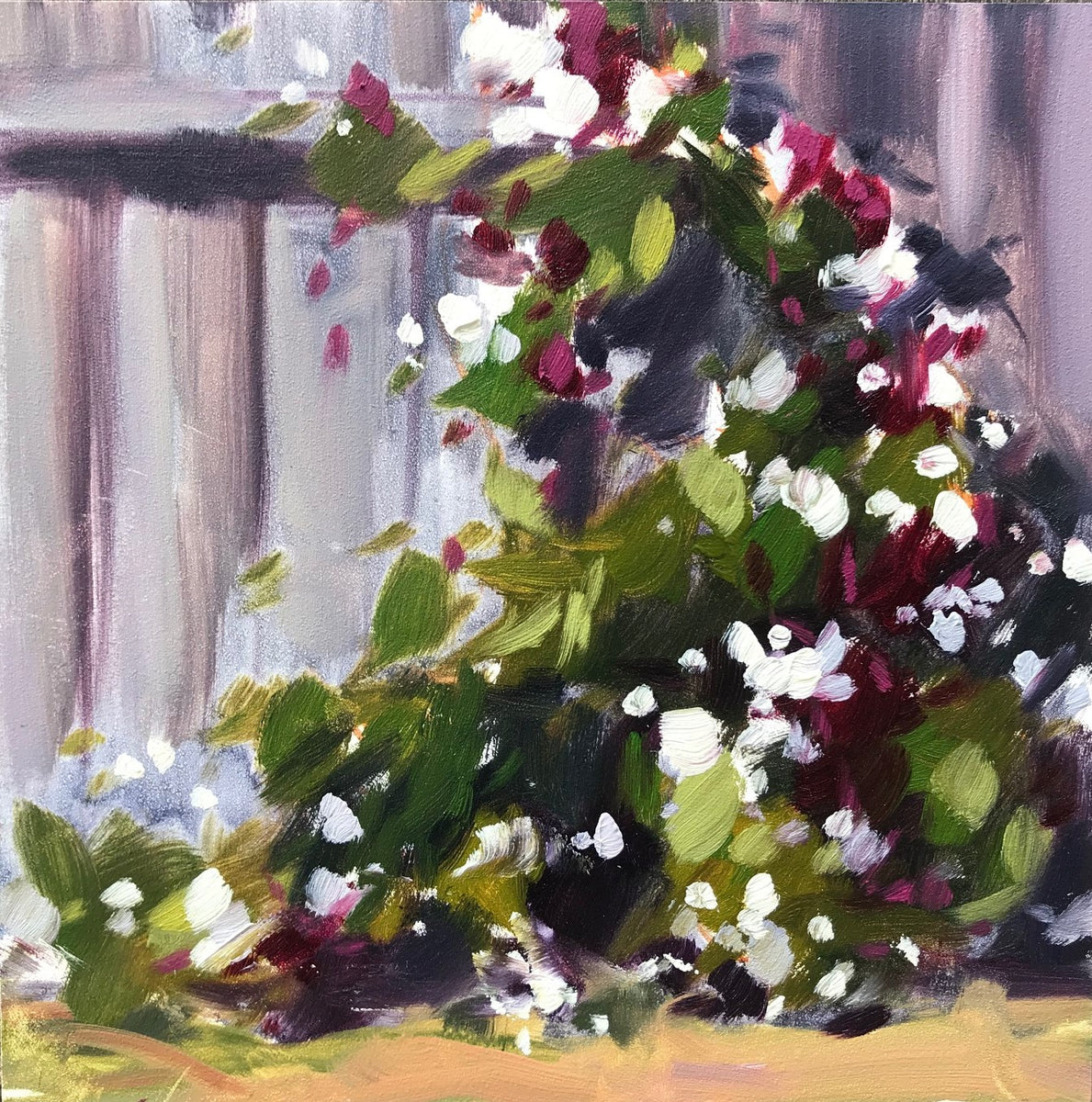 Backyard Jasmine, Plein air oil painting – Sharon Schock Art