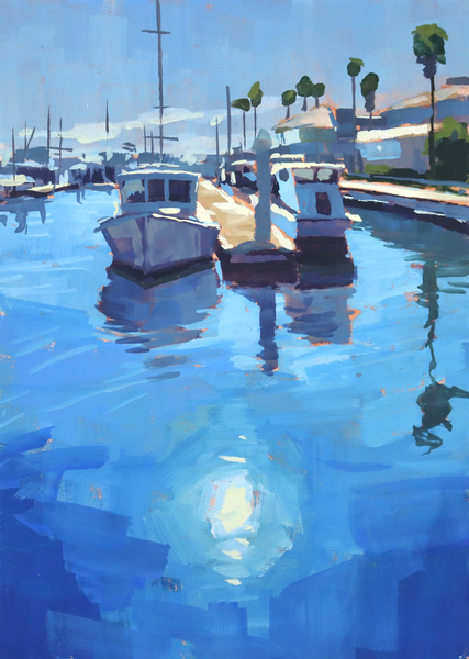 Santa Barbara Harbor Boats - Paper Print